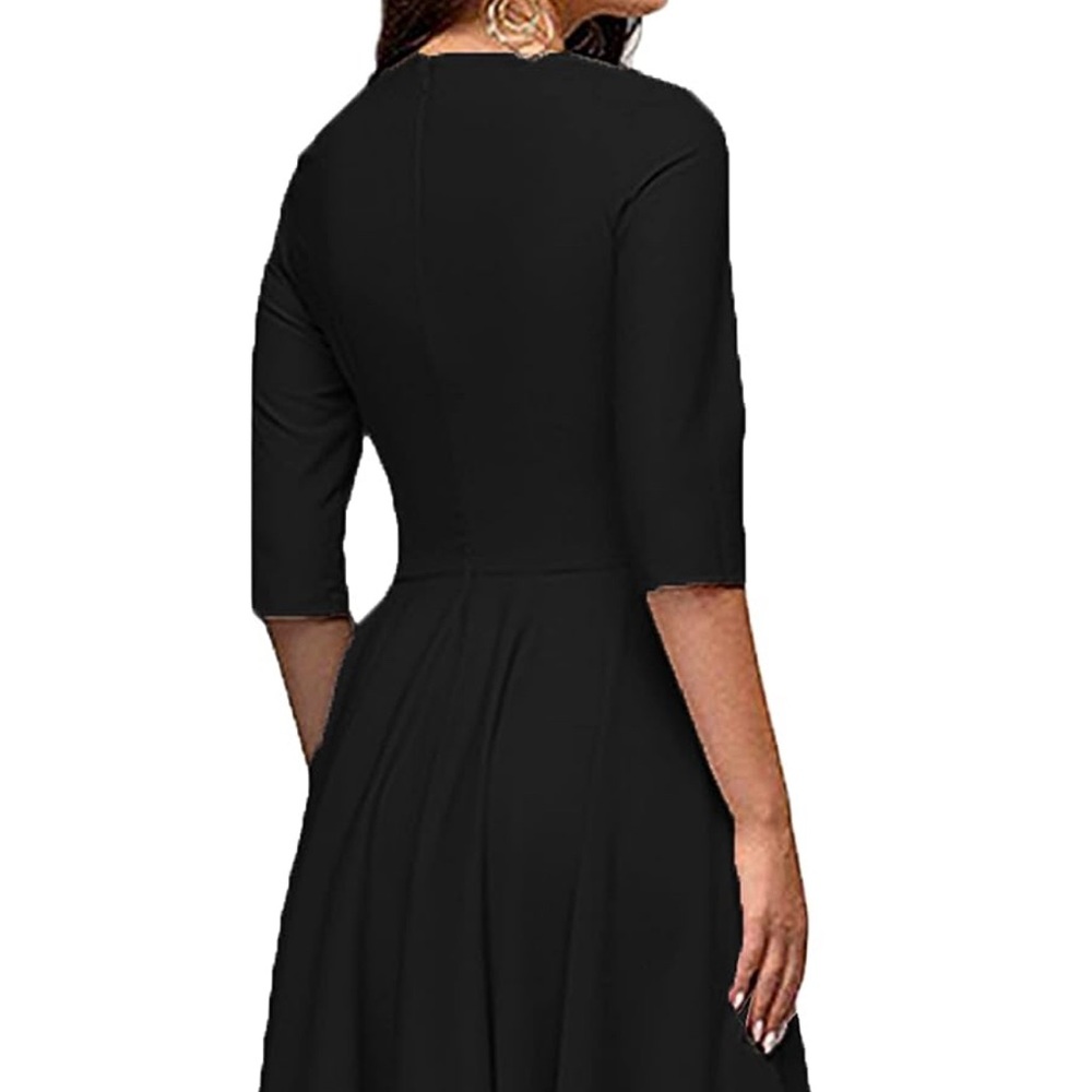 NWT FENJAR Womens 3/4 Short Ruffle Sleeve Casual Swing A-line Dress SZ Medium - Picture 2 of 9